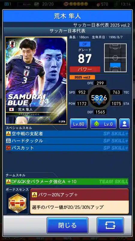 荒木 隼人の選手データ