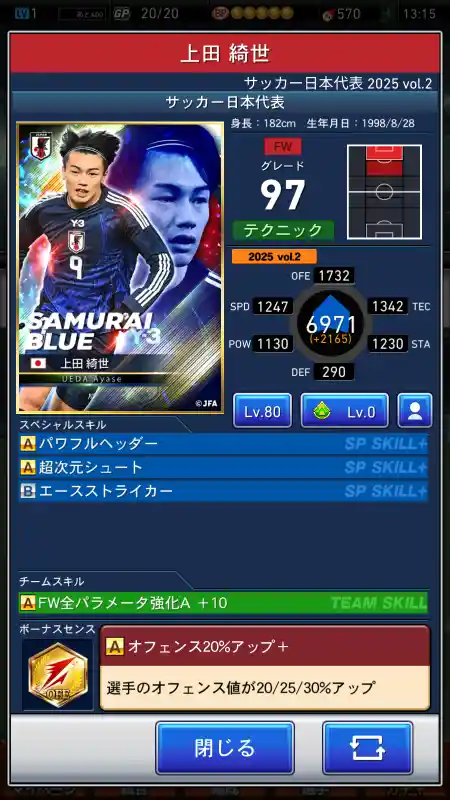 上田 世の選手データ