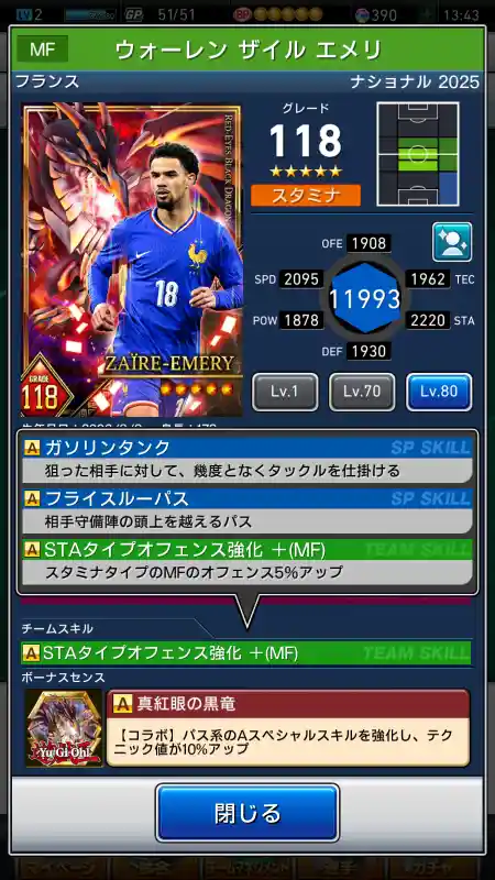  ウォーレン ザイル エメリ（グレード：118）のスキルデータ
