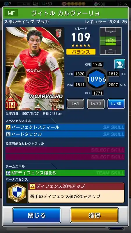 ヴィトルカルヴァーリョ スポルティング ブラガの選手データ