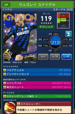 インテル ウェズレイスナイデルの選手データ