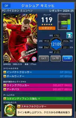 ジョシュア キミッヒ バイエルンミュンヘンの選手データ
