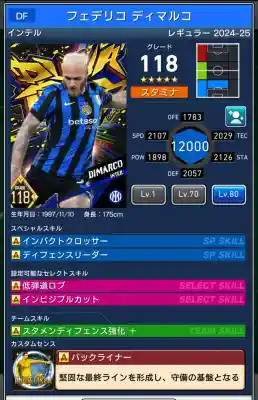 インテル フェデリコ ディマルコの選手データ