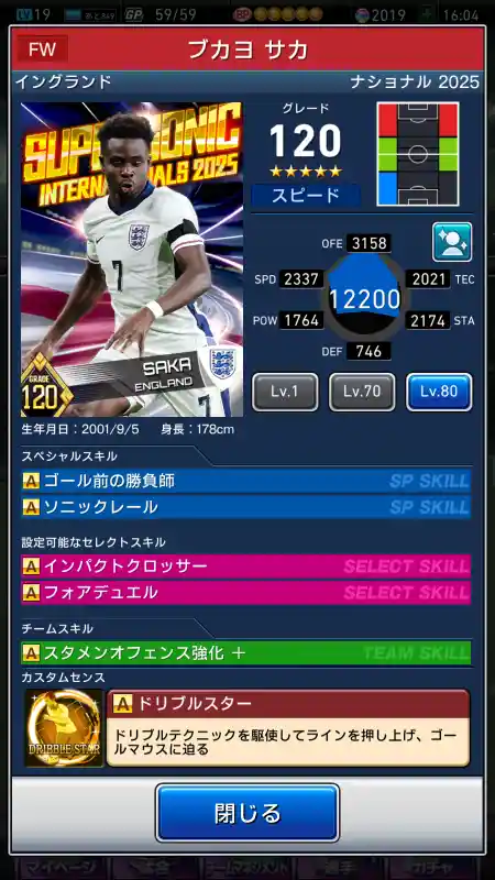 ブカヨ サカの選手データ