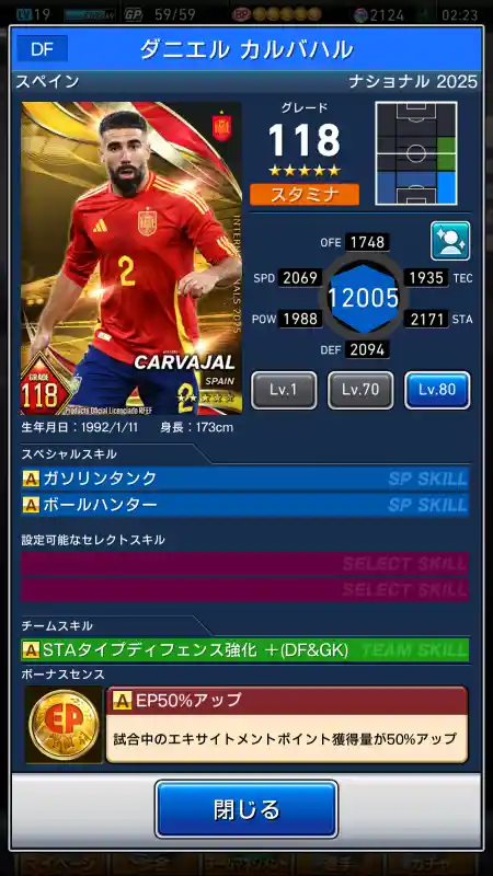 ダニエル カルバハルの選手データ