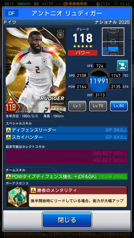アントニオ リュディガーの選手データ