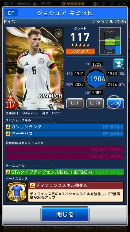 ジョシュア キミッヒの選手データ