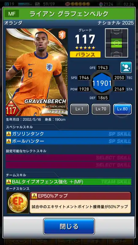 ライアングラフェンベルクの選手データ