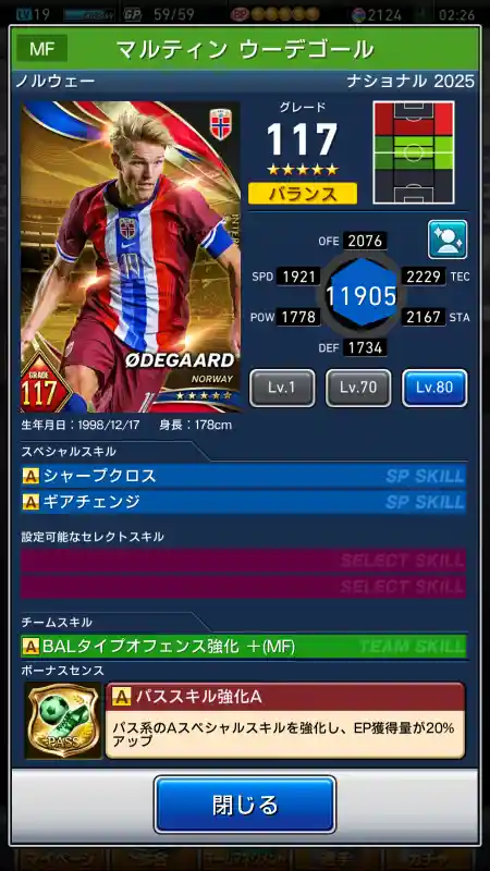 マルティン ウーデゴールの選手データ
