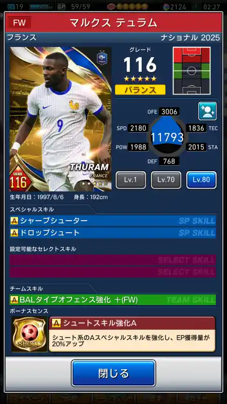 マルクス テュラムの選手データ