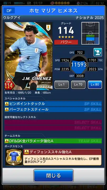ホセ ア ヒメネスの選手データ