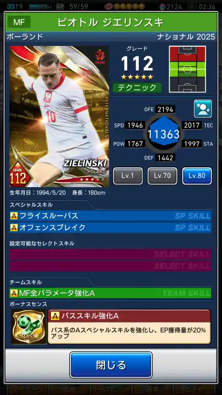 ピオトル ジエリンスキの選手データ