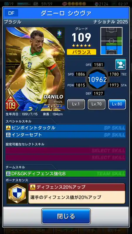 ダニーロ シウヴァの選手データ
