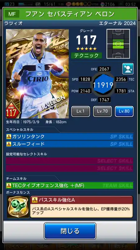 フアンセバスティアンベロン ラツィオの選手データ