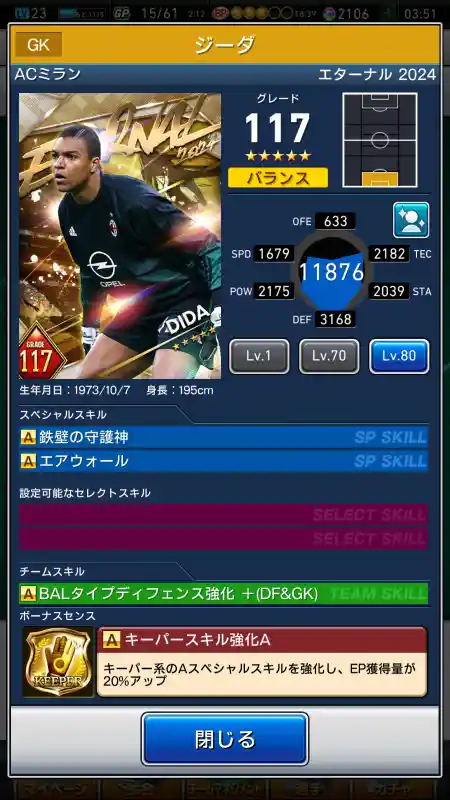 ジーダ ミランの選手データ