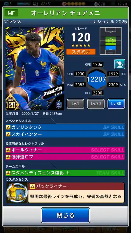 オーレリアン チュアメニの選手データ