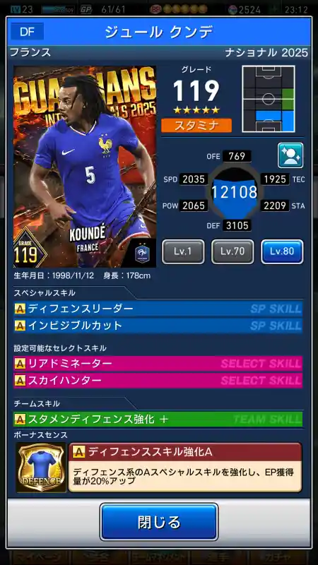 ジュール クンデの選手データ