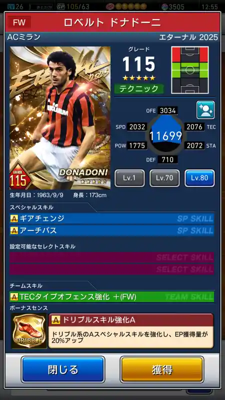 ロベルトドナドーニ ミランの選手データ