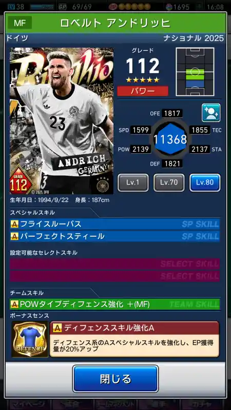 ロベルト アンドリッヒの選手データ