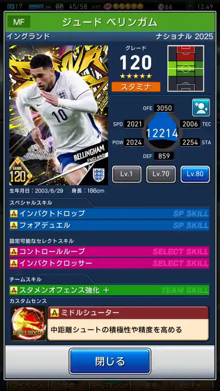 ジュードベリンガムの選手データ