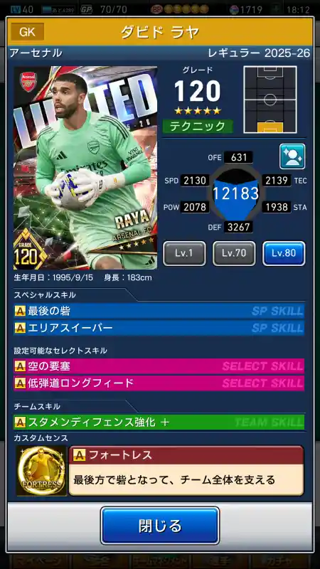 ダビドラヤ アーセナルの選手データ