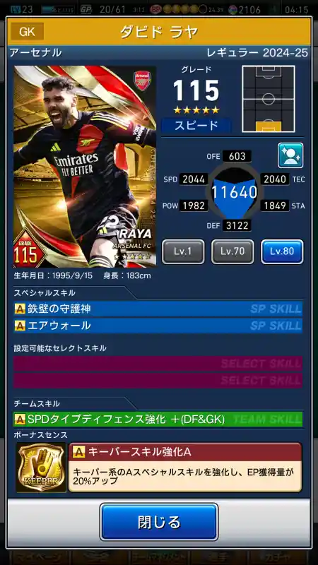 ダビドラヤ アーセナルの選手データ
