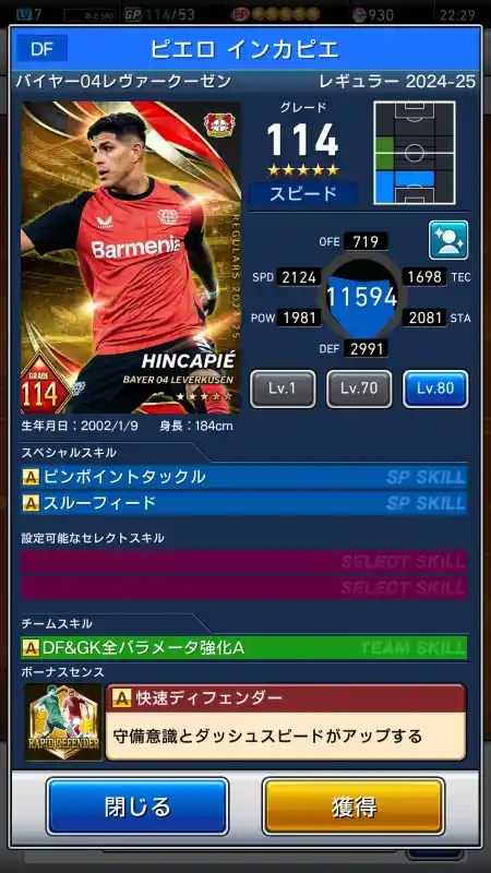 ピエロ インカピエ バイヤーレヴァークーゼンの選手データ