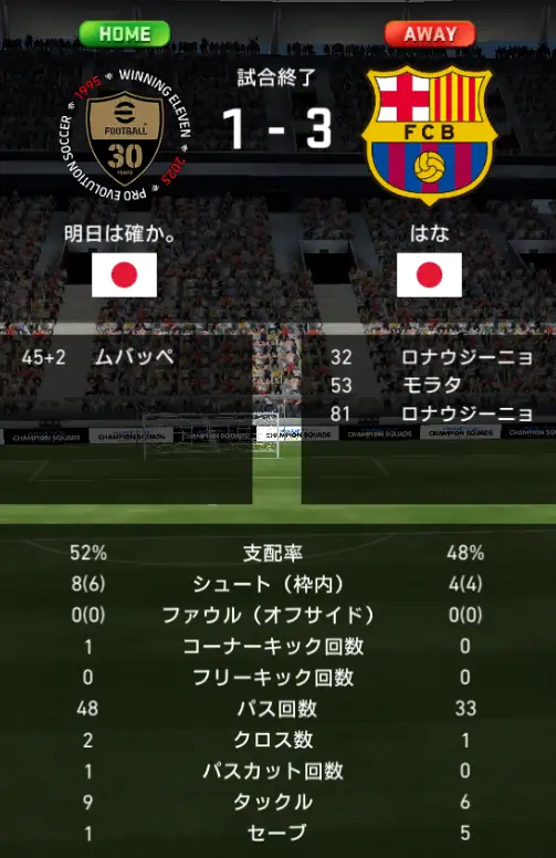 【ウイコレ】総合力が勝ってても負ける？選手の個人能力やパラメータも重要！徹底攻略の画像9